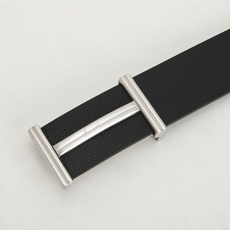 Blue 100% Leather Dress Belt - Classic Buckle - 2-Year Anti-Peeling Warranty