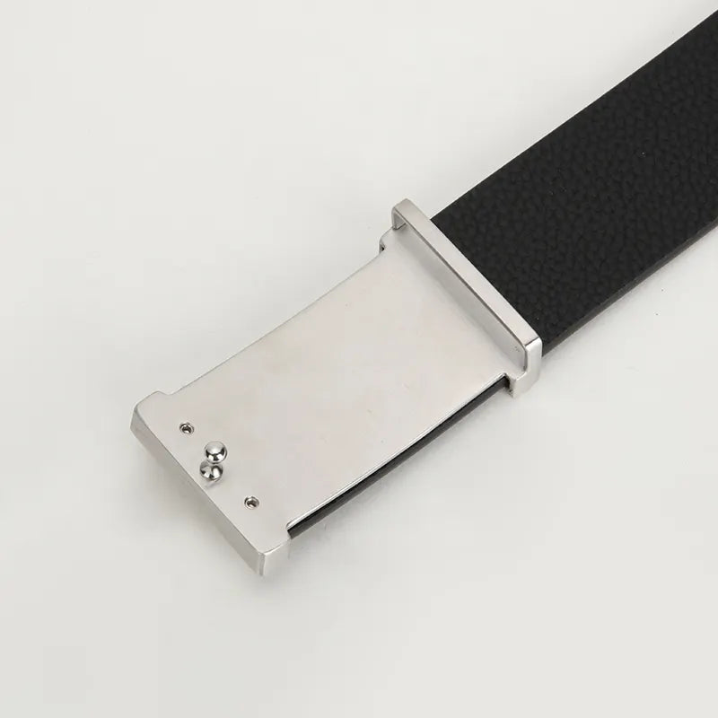 Blue 100% Leather Dress Belt - Classic Buckle - 2-Year Anti-Peeling Warranty