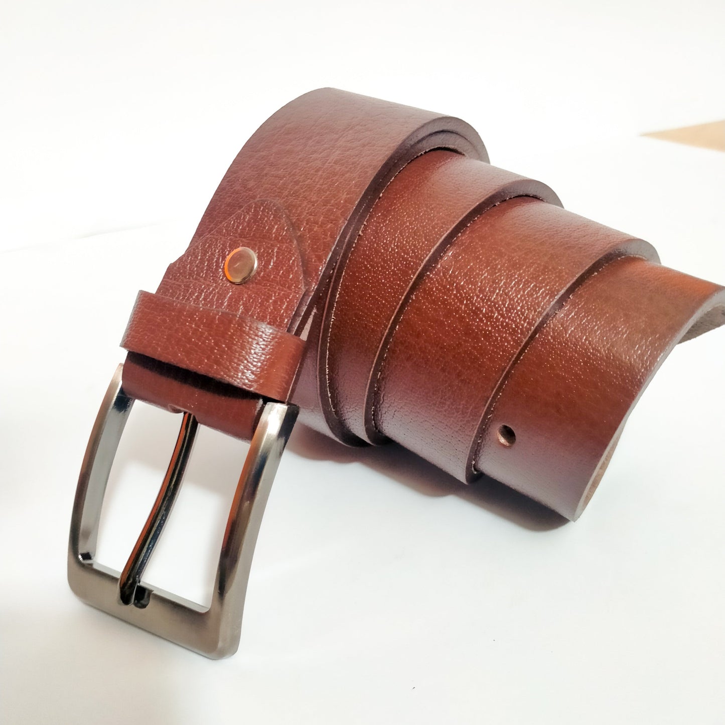 Full Grain 100% Pure Leather Belt - No Peeling or Cracking- Best For Jeans - Mustard Brown