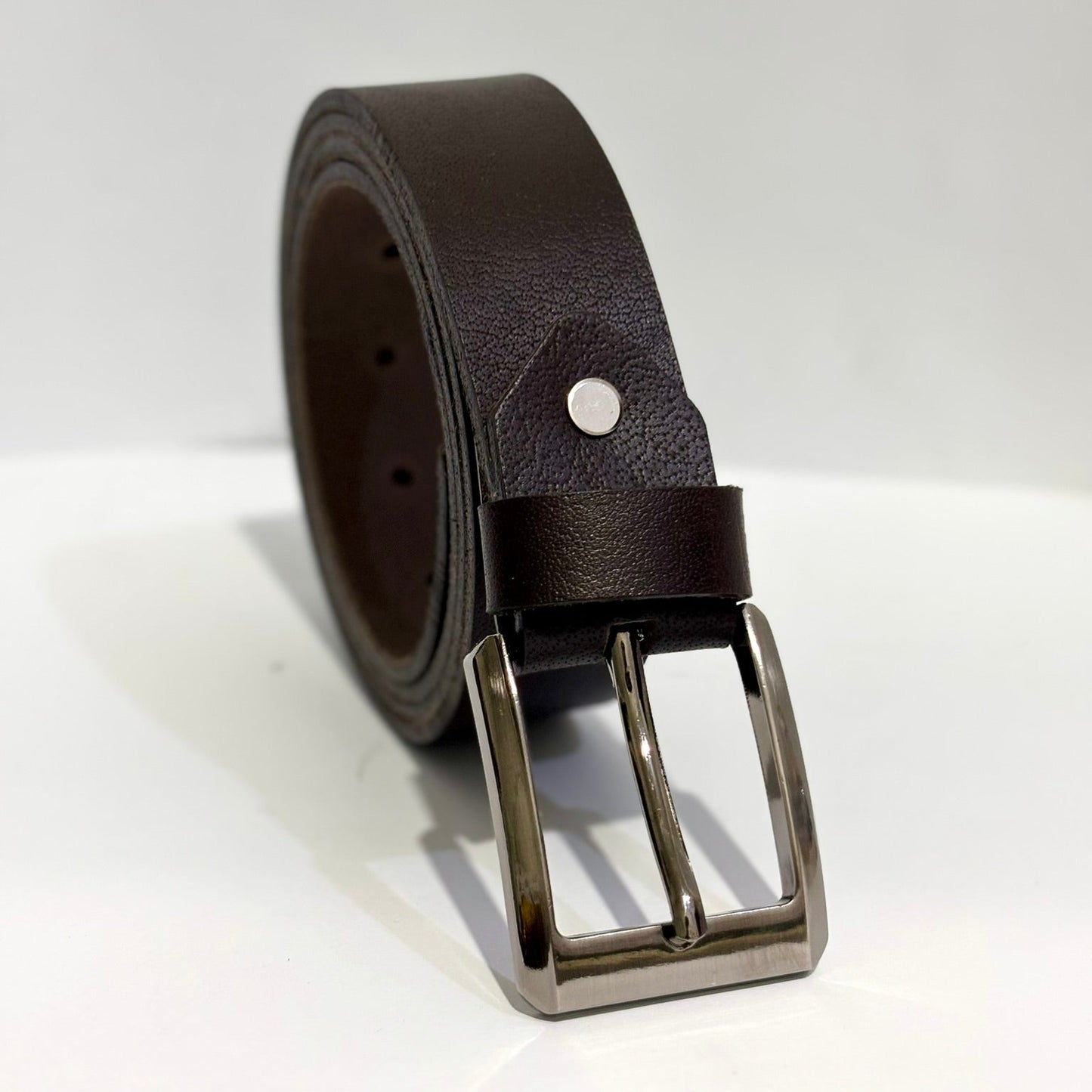 Dark Brown Full Grain Buffalo Leather Dress Belt - 2-Year Anti-Peeling Warranty