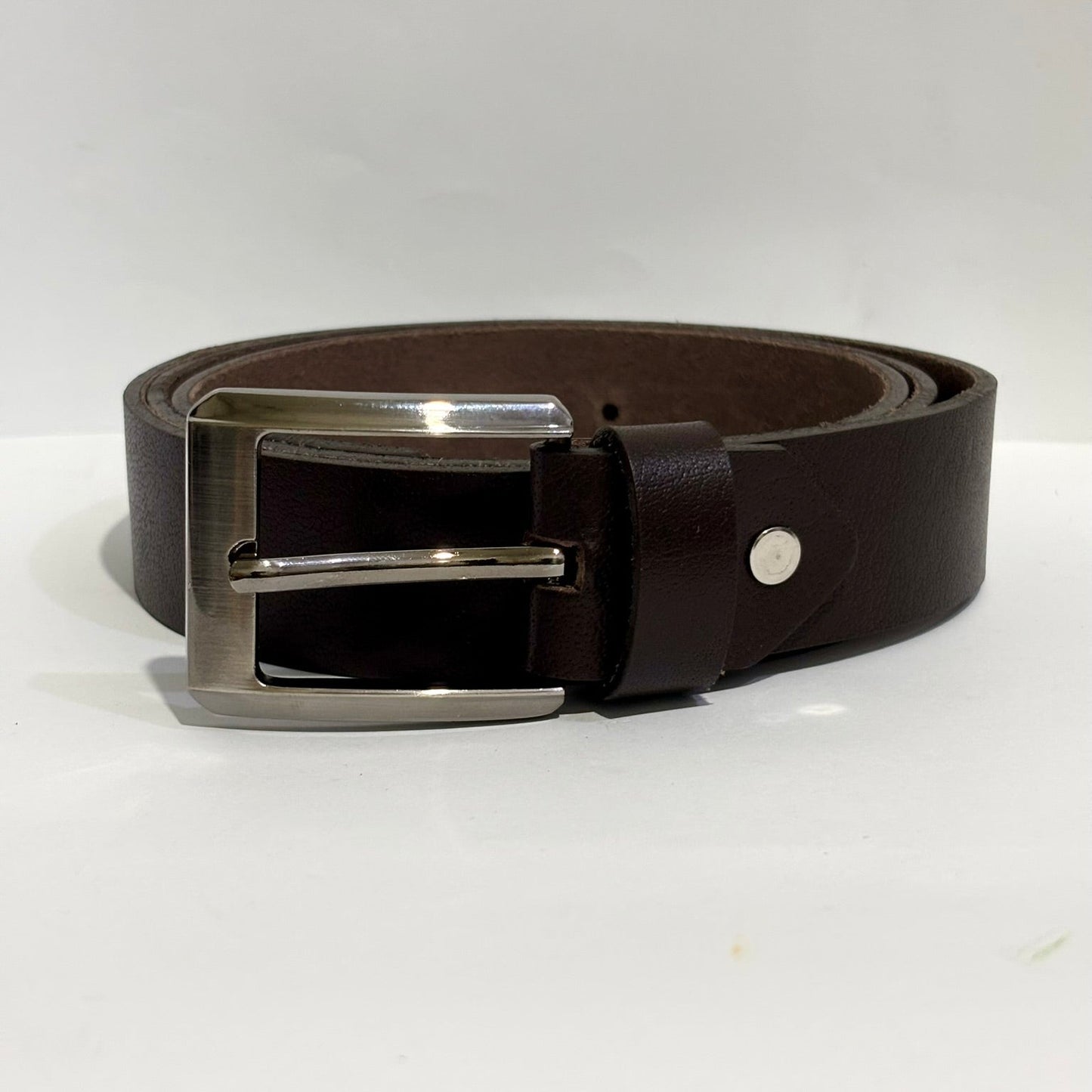 Dark Brown Full Grain Buffalo Leather Dress Belt - 2-Year Anti-Peeling Warranty
