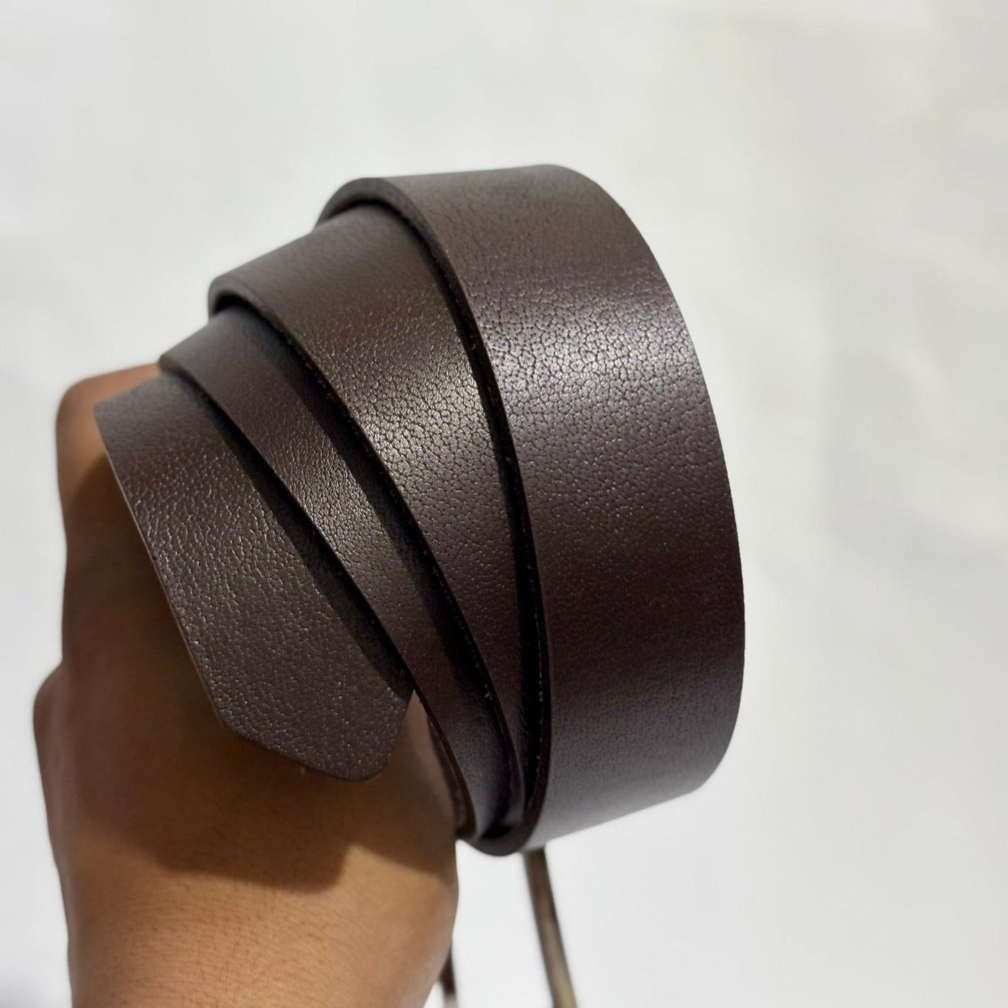 Dark Brown Full Grain Buffalo Leather Dress Belt - 2-Year Anti-Peeling Warranty