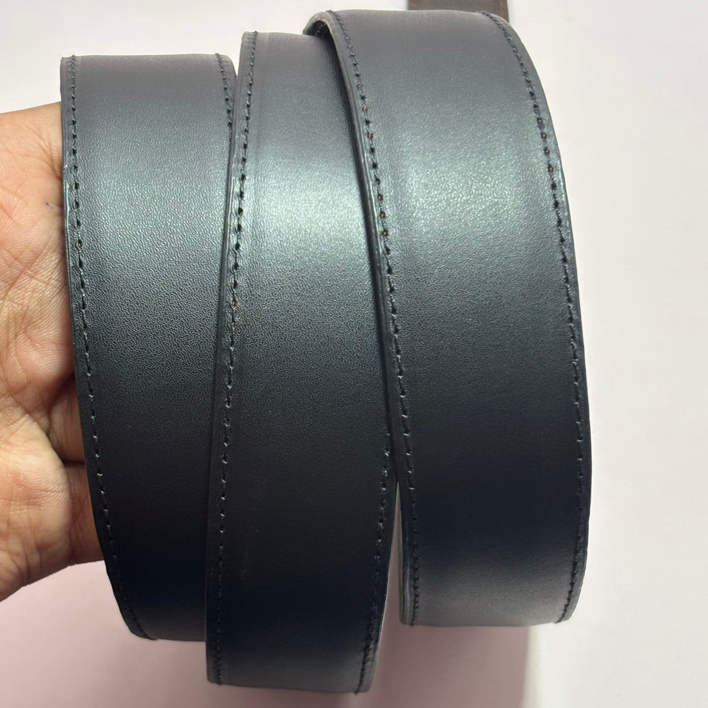 2-in-1 Double-Sided Natural Cow Leather Belt - Black & Brown Textured