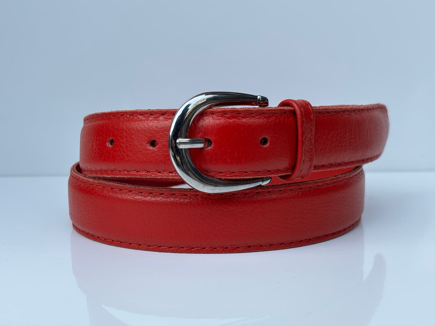 Lockzy Women's 30mm Genuine Red Leather Belt