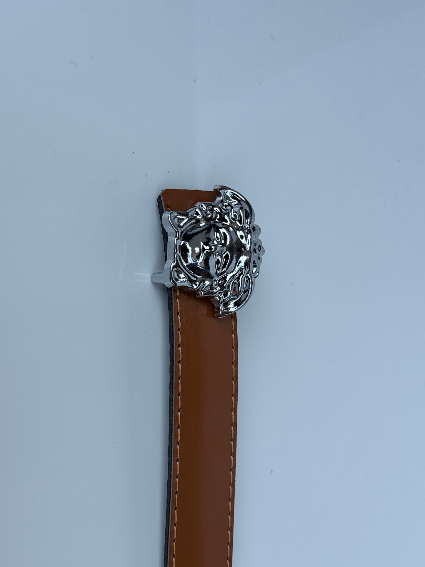 Lockzy Women's 30mm High Chrome Tan Brown Luxury Style Buckle Belt