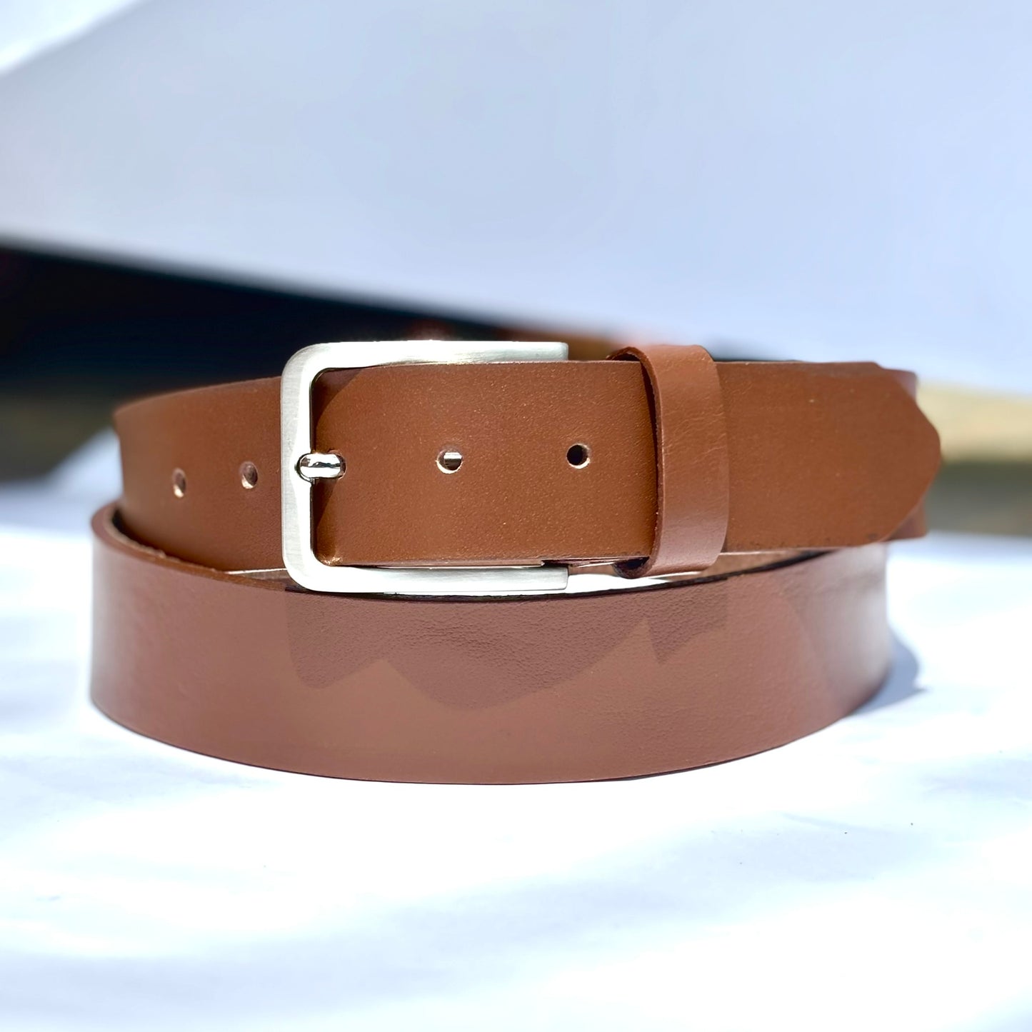 Full Grain Buffalo Leather Belt - Light Brown, 2-Year Warranty