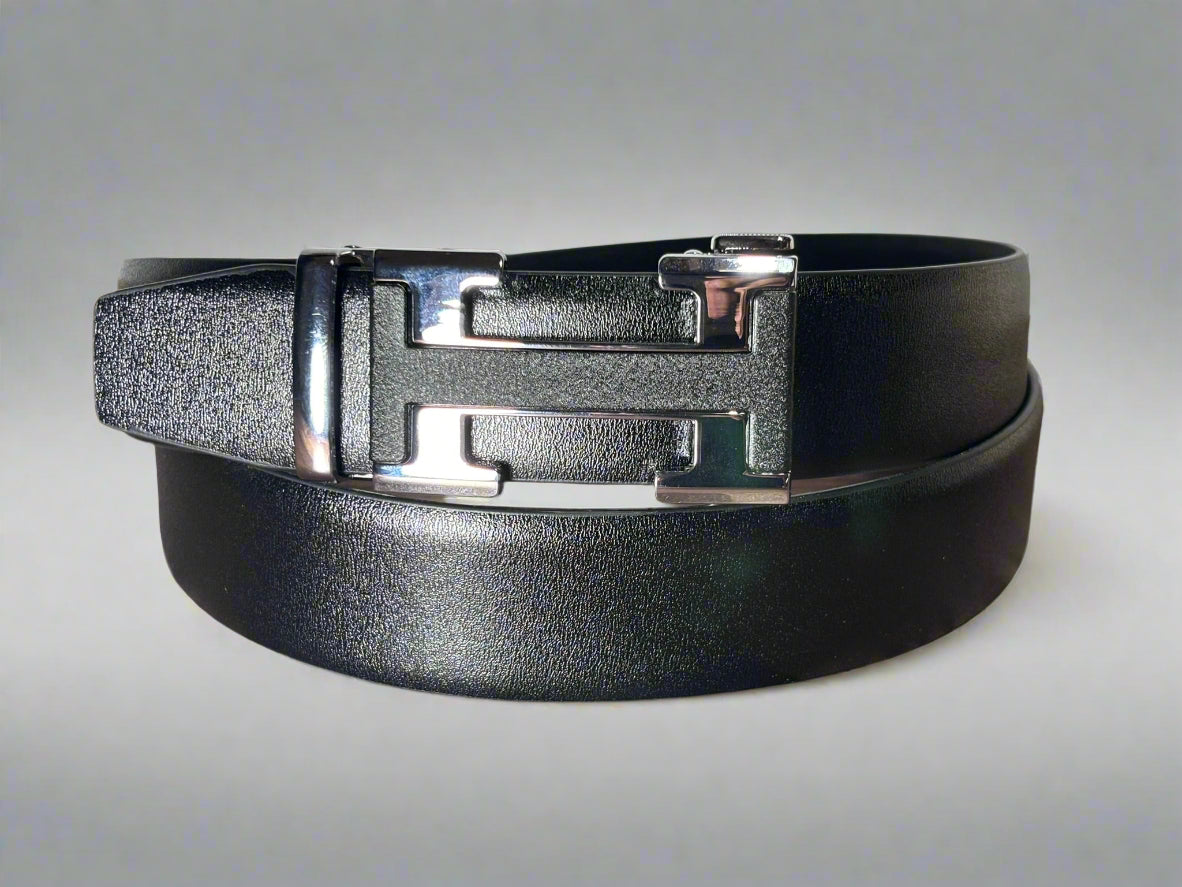 Imported Luxe Belt – Grain Black - Versatile Buckle Collection