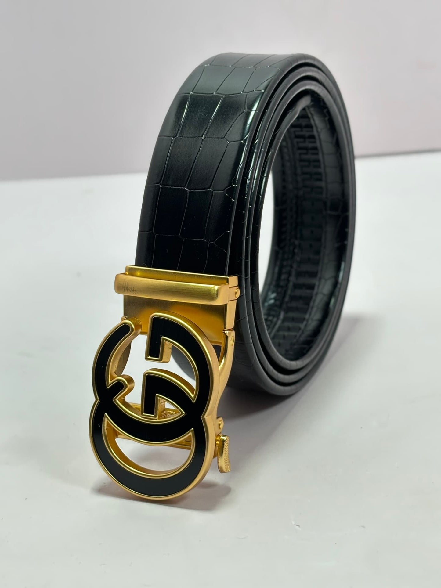 Imported Ratchet Auto Lock Belt – Pattern Black - Versatile Buckle Collection