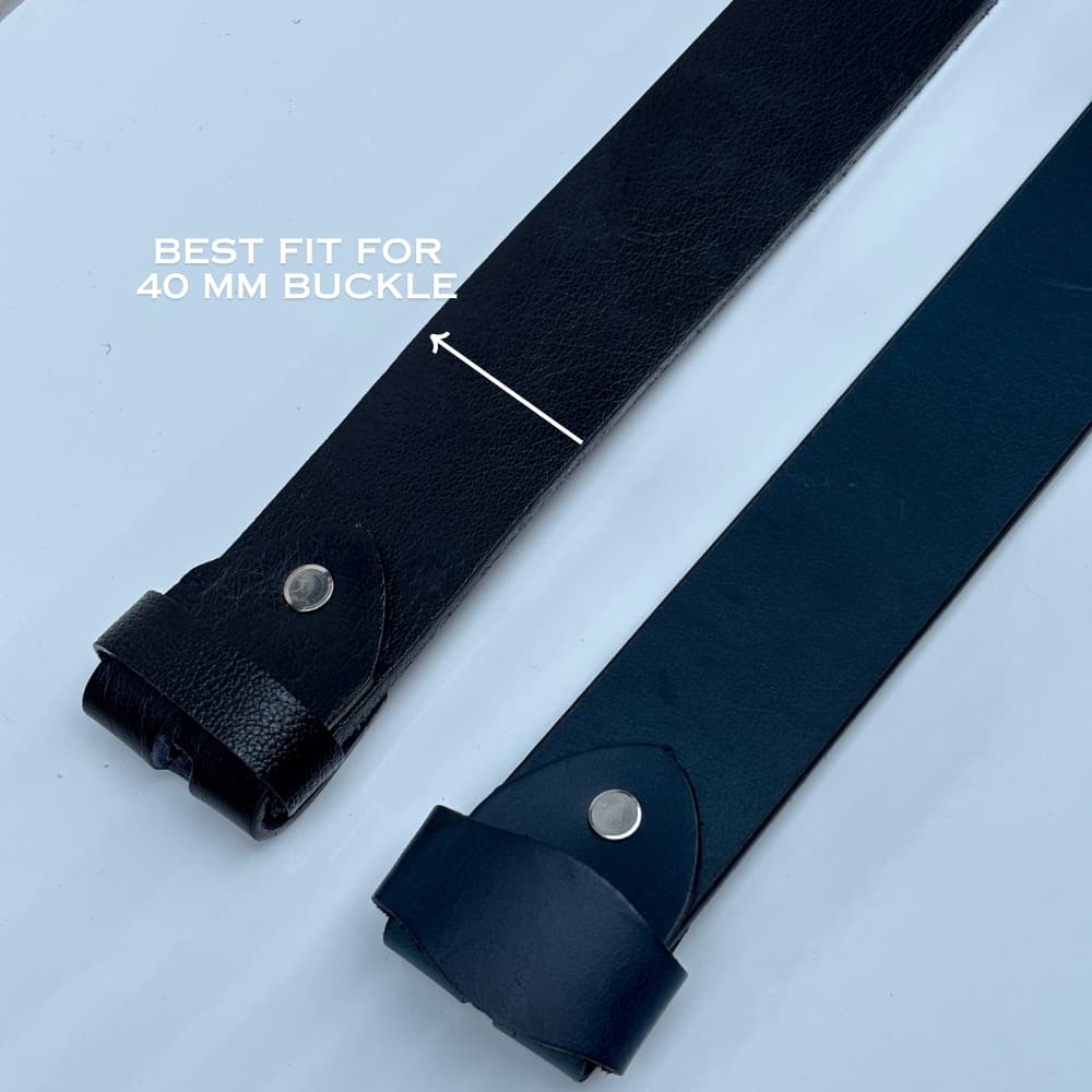 Lockzy Duo Premium 40mm Belt Straps | Jet Black Full-Grain & Deep Blue Pull-Up Leather | Genuine Replacement Set | No Buckle