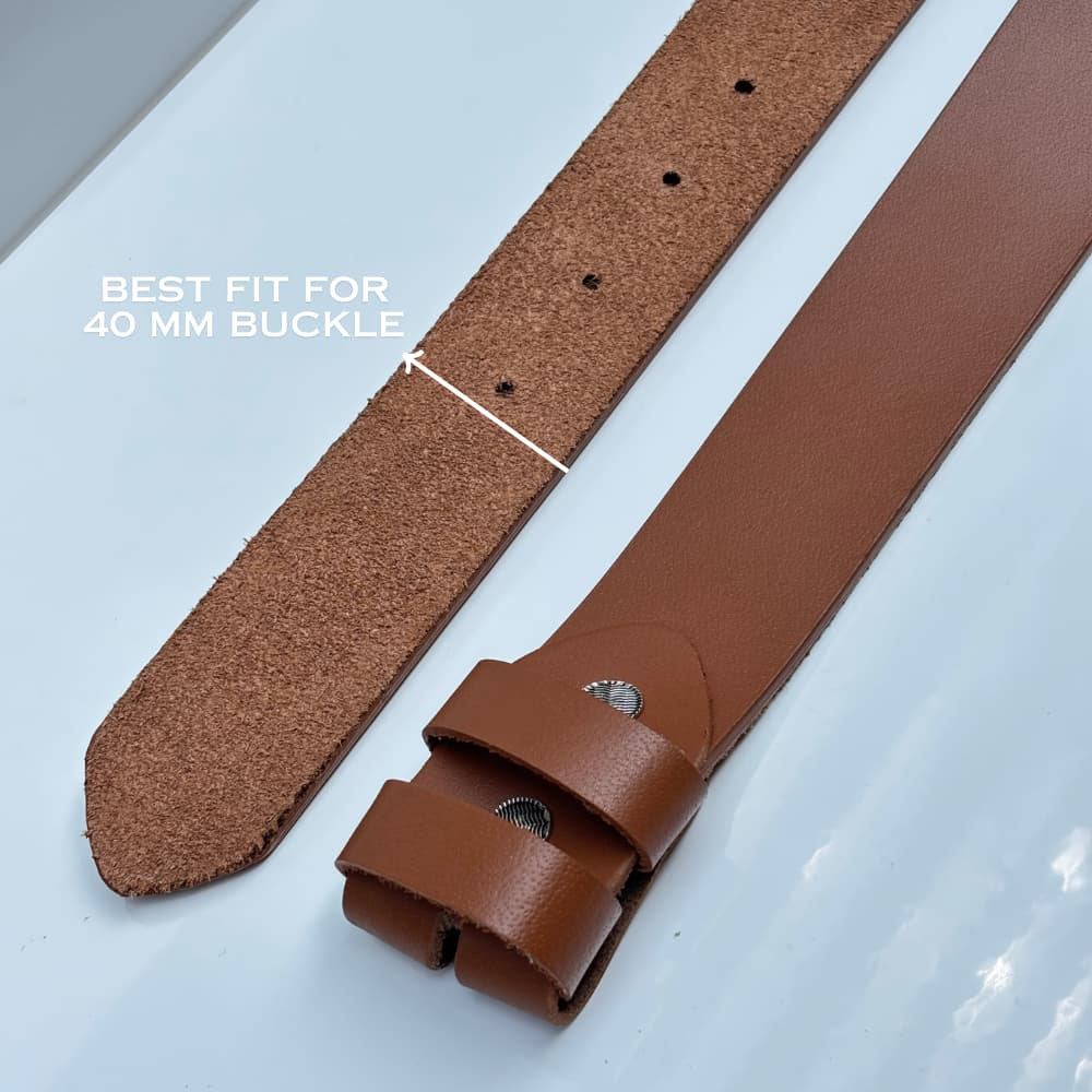 40 MM Only Strap No Buckle 100% Pure Leather Strap - Clay Brown