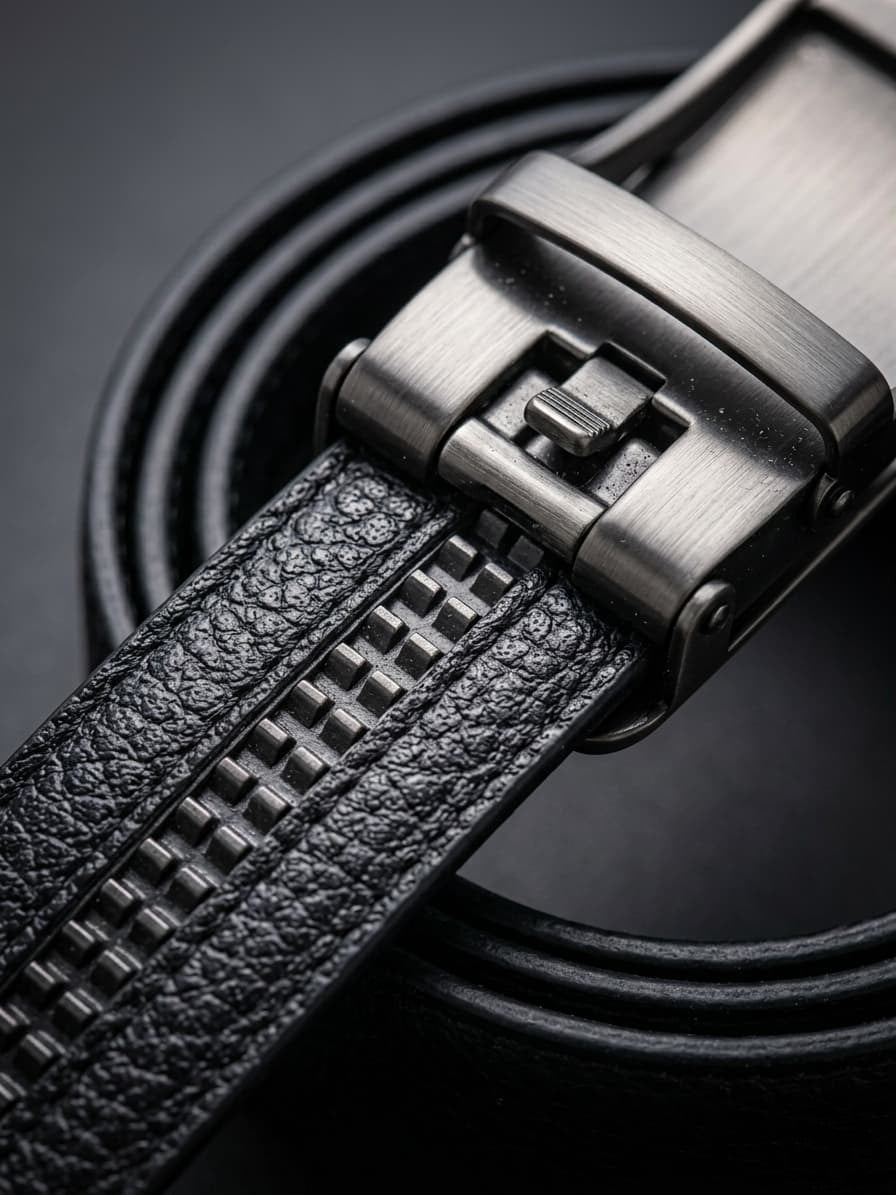 Auto Lock Full Grain Leather Belt -Black