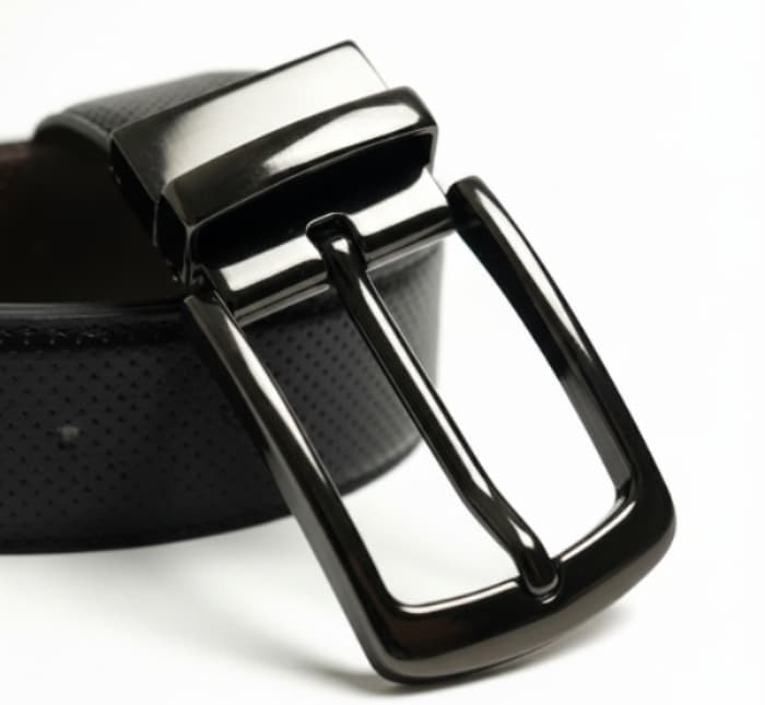 2-in-1 Double-Sided Cow Leather High Chrome Finish Belt - Perforated Black & Brown