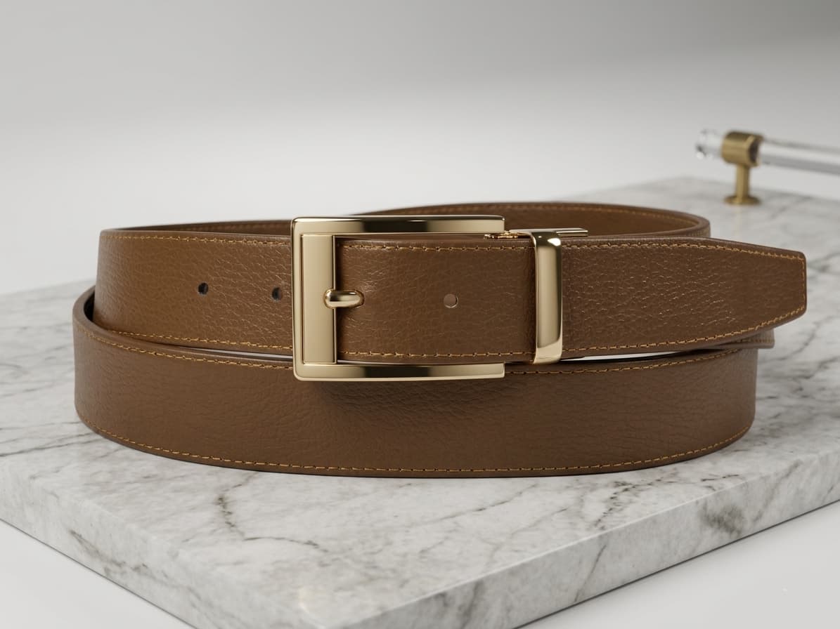 2-in-1 Rotatable Pure Leather Belt | White & Tan