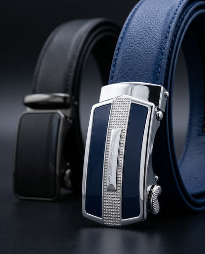 Auto Lock Leather Belts Deal | Blue & Black