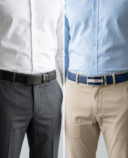 Auto Lock Leather Belts Deal | Blue & Black