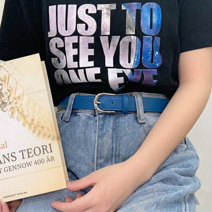 Lockzy Sky Blue 30mm Women’s Full Grain Leather Belt