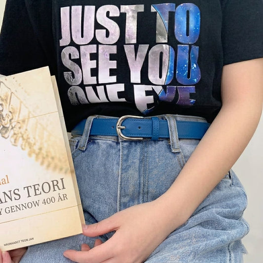 Lockzy Sky Blue 30mm Women’s Full Grain Leather Belt