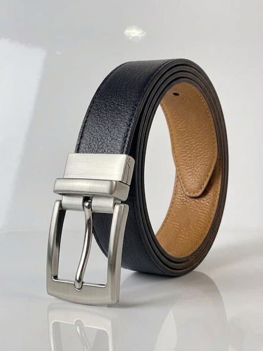 2-in-1 Natural Cow Leather Belt - Black & Camel