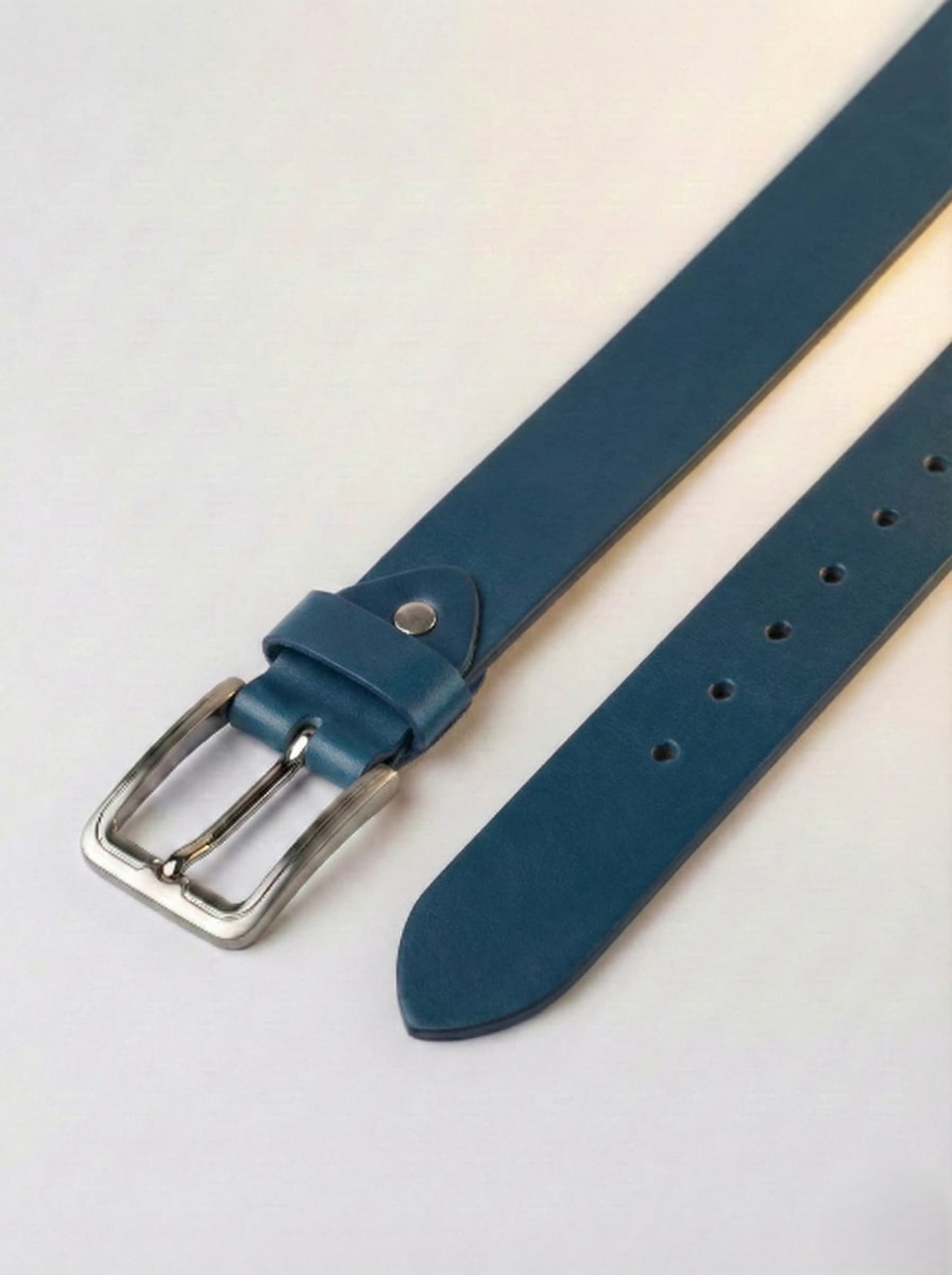 Pull Up Buffalo Leather Belt - Blue, Best For Jeans