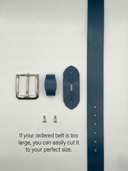 Pull Up Buffalo Leather Belt - Blue, Best For Jeans