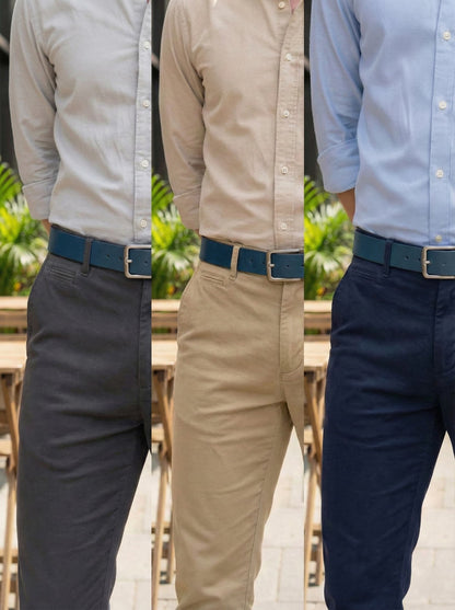 Pull Up Buffalo Leather Belt - Blue, Best For Jeans