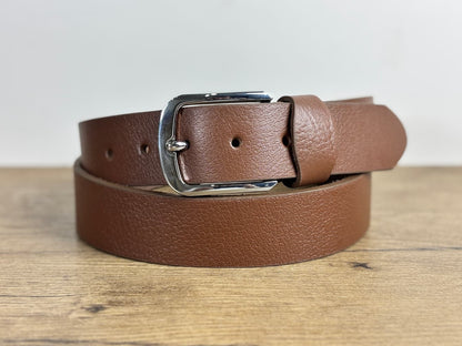 Full Grain 100%  Pure Leather Belt -  No Peeling or Cracking - Best For Jeans- Brown