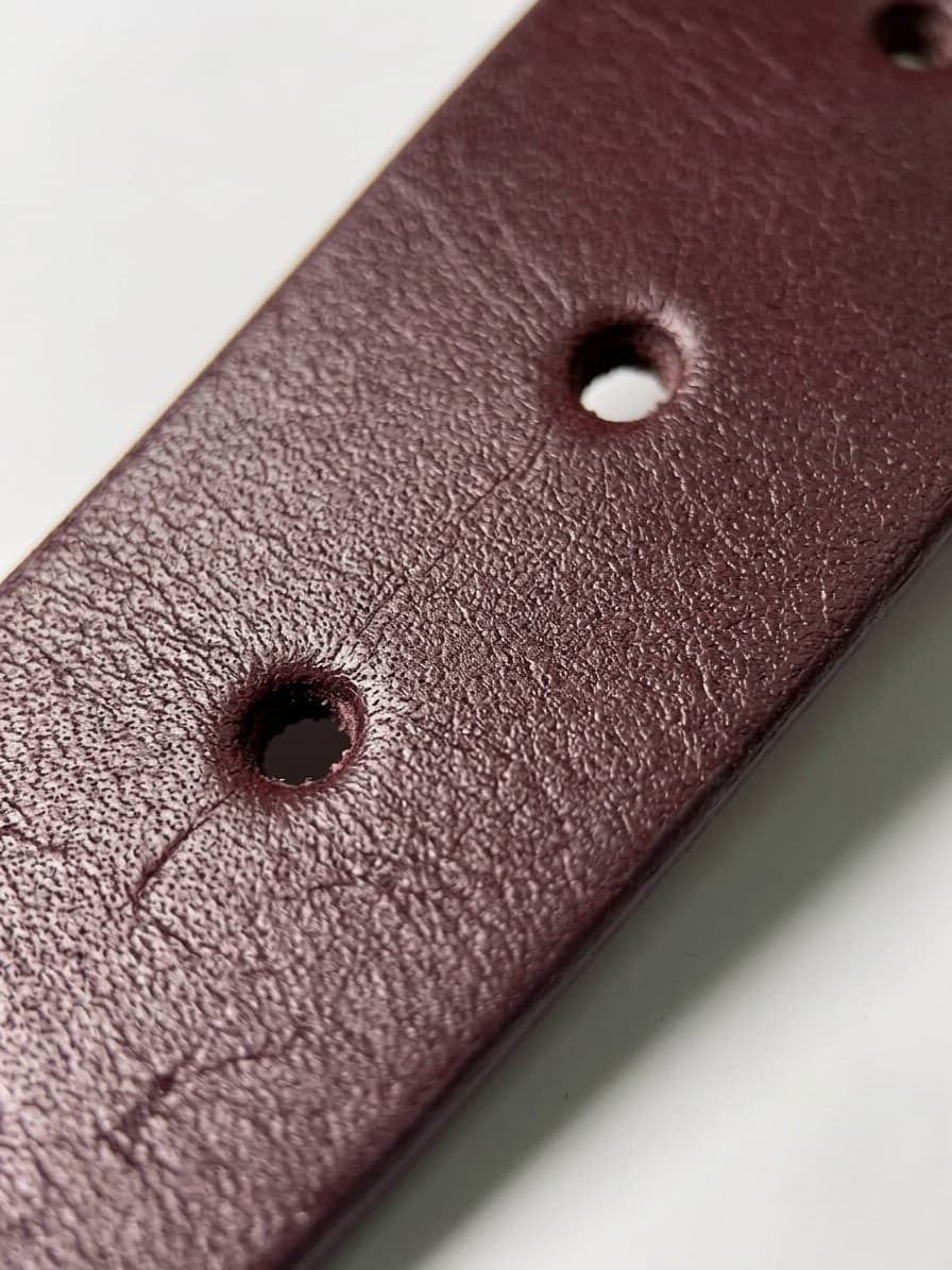 Full Grain Natural Leather Belt - Burgundy/Maroon - 40mm