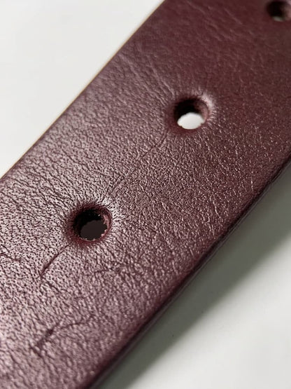 Full Grain Natural Leather Belt - Burgundy/Maroon - 40mm