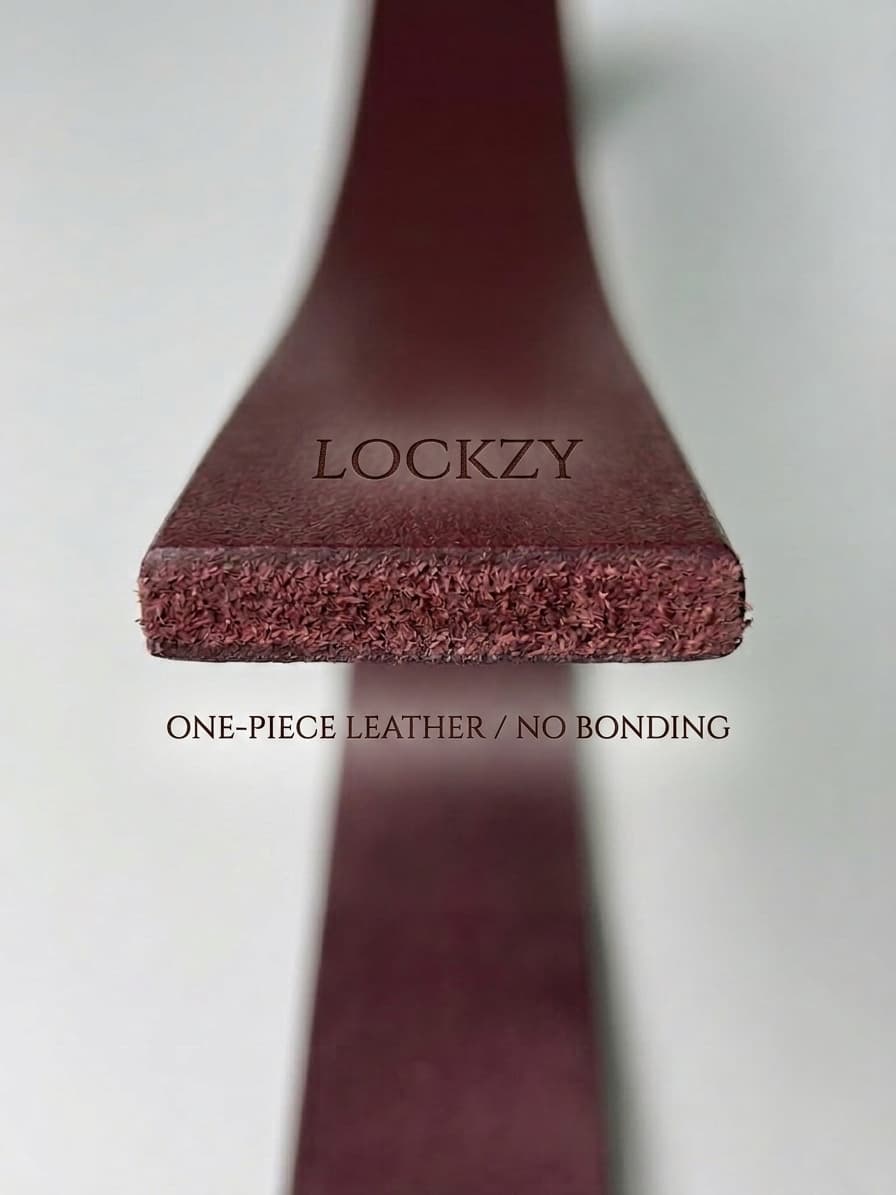Full Grain Natural Leather Belt - Burgundy/Maroon - 40mm