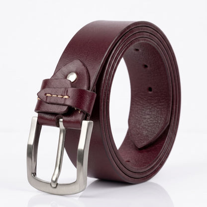 40mm Casual Width Maroon Pure Buffalo Leather Belt