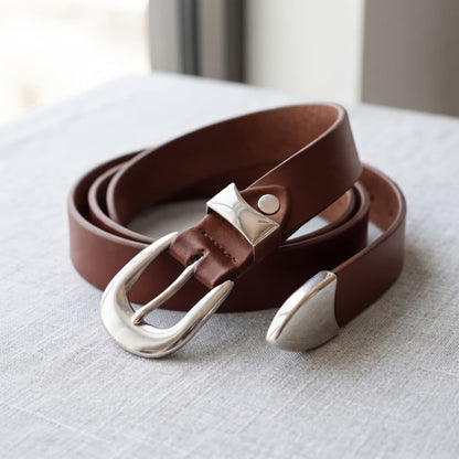 Slim Tail Standard Length No Hanging Belt – 25mm Brown Leather