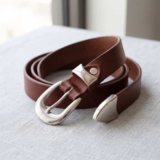 Slim Tail Standard Length No Hanging Belt – 25mm Brown Leather