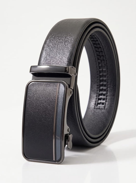 Imported Ratchet Auto Lock Belt – Grain Black - Versatile Buckle Collection non Leather