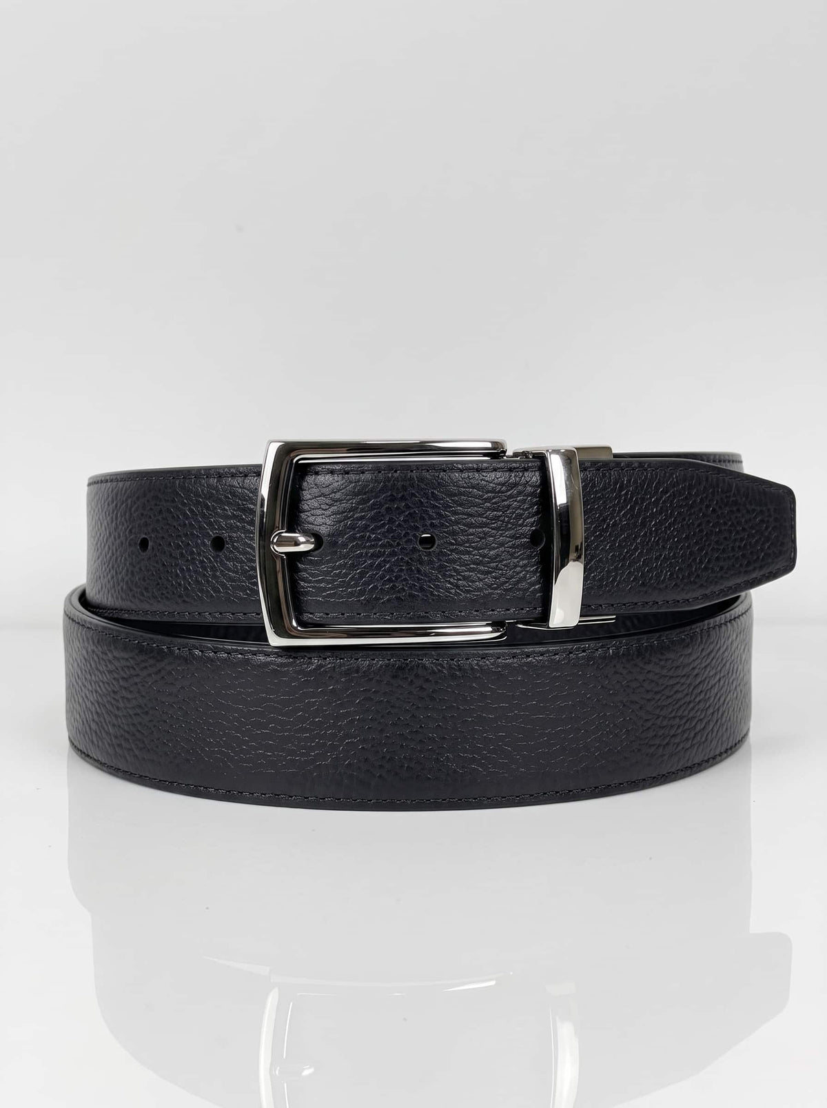 2-in-1 Natural Cow Leather Belt - Black & Camel