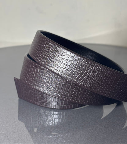 Imported Luxe Auto Lock Belt – Parttern Choclate Brown - Versatile Buckle Collection