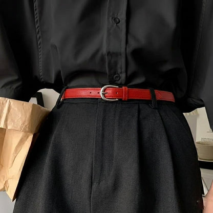 Lockzy Women's 30mm Genuine Red Leather Belt