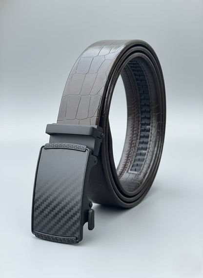 Imported Ratchet Track Auto Lock Belt – Mahogany Mist Croc Pattern