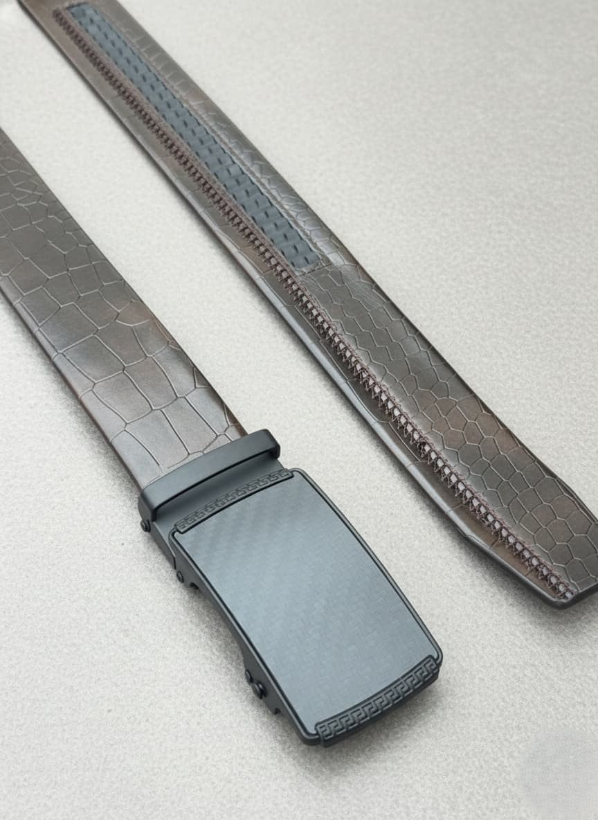 Imported Ratchet Track Auto Lock Belt – Mahogany Mist Croc Pattern
