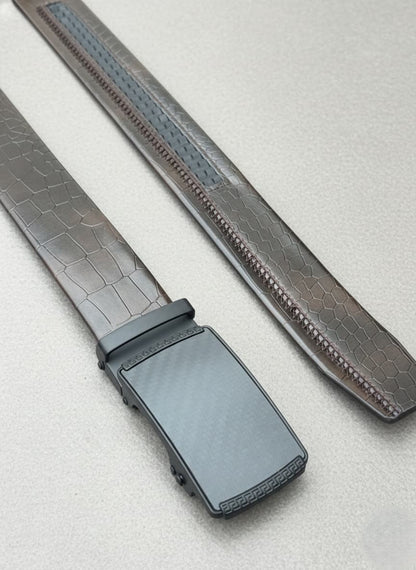 Imported Ratchet Track Auto Lock Belt – Mahogany Mist Croc Pattern