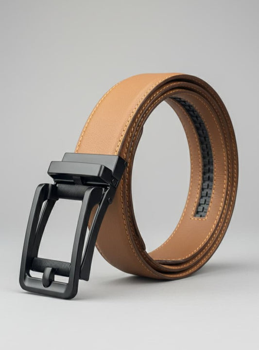 Real Full Grain 100 % Cow Leather, Not Artificial Premium Auto Lock Belt - Mustard – Soft, Durable, Elite