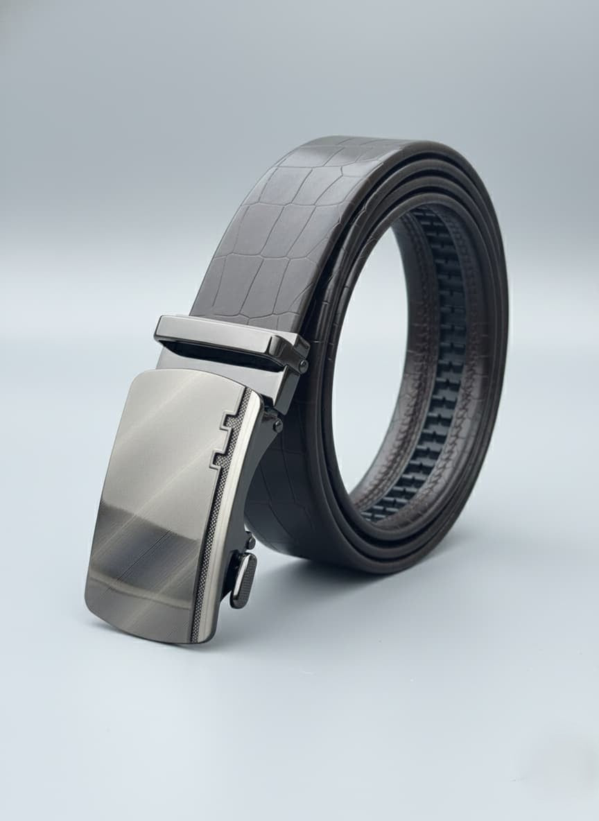 Imported Ratchet Track Auto Lock Belt – Mahogany Mist Croc Pattern