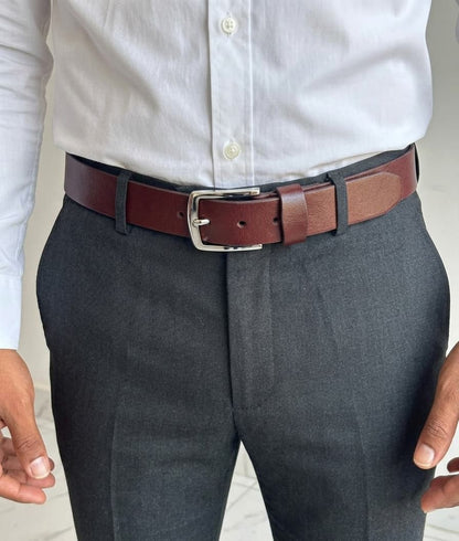 Maroon Natural Leather Belt - 35 MM