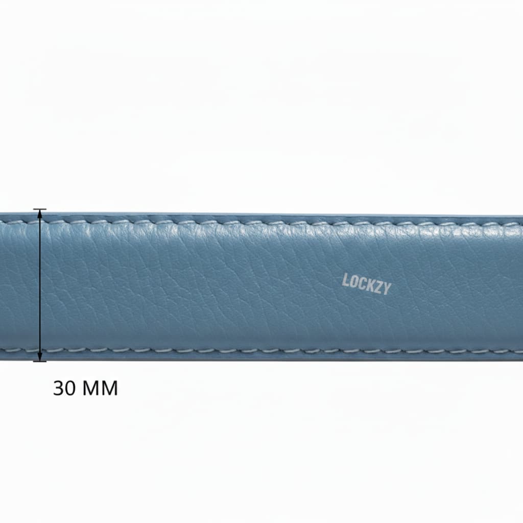 Lockzy Sky Blue 30mm Women’s Full Grain Leather Belt