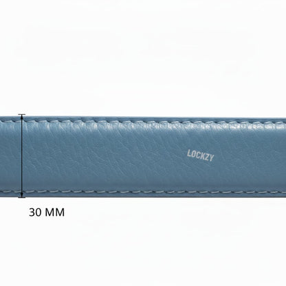 Lockzy Sky Blue 30mm Women’s Full Grain Leather Belt