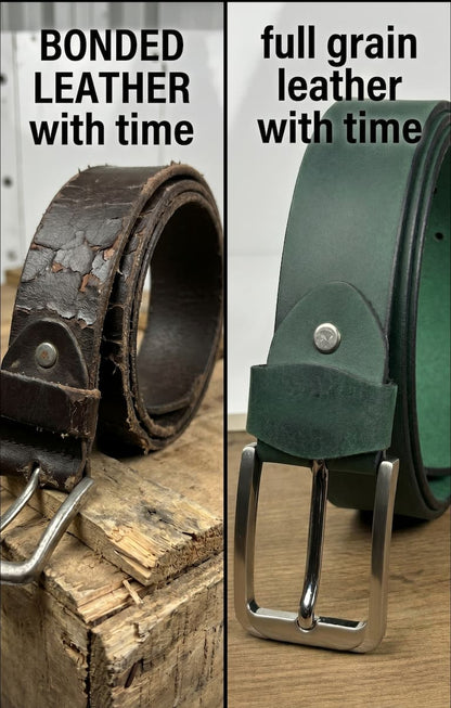 Pull Up Leather Belt 40MM Green