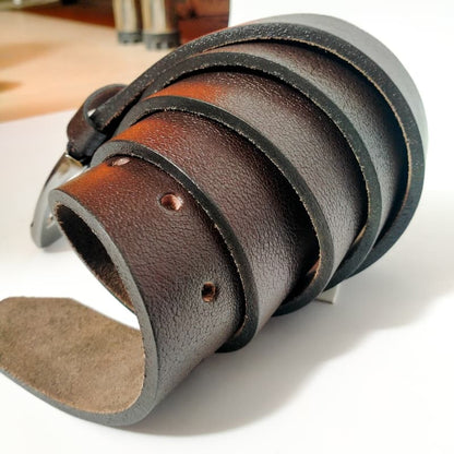 Full Grain 100%  Pure Leather Belt - No Peeling or Cracking- Best For Jeans - Chocolate Brown