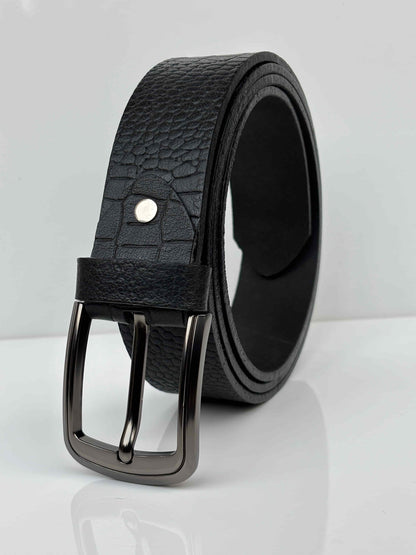 Full Grain 100%  Pure Leather Belt - - No Peeling or Cracking - Best For Jeans - Crocodile Black