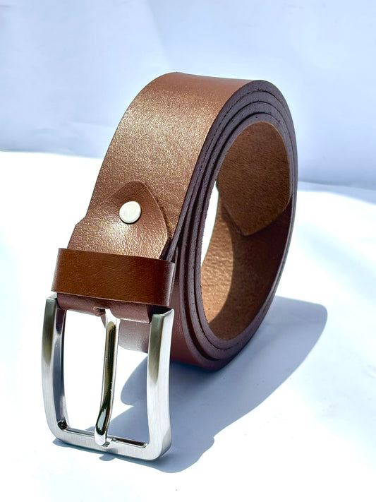 Full Grain Buffalo Leather Belt - Light Brown, 2-Year Warranty