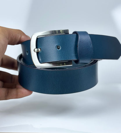 Pull Up Buffalo Leather Belt - Blue, Best For Jeans