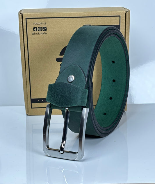 Pull Up Leather Belt 40MM Green